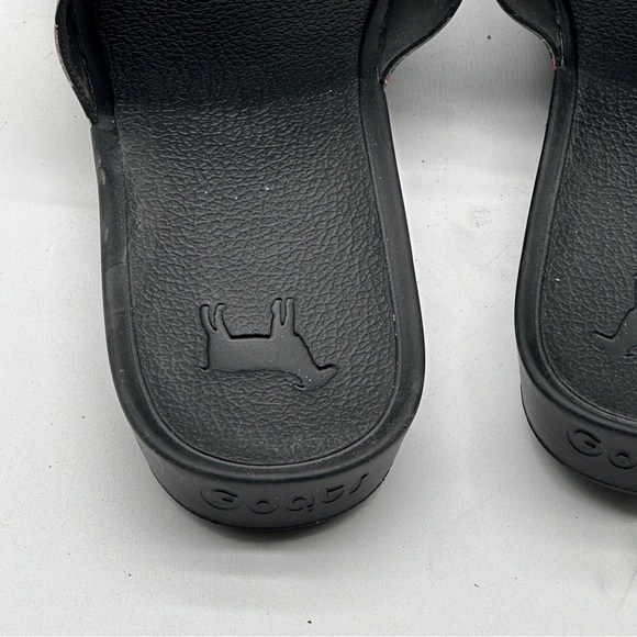 Goats Slides Size 8 / 38Black Flowers Flip Flops Sandals Slip On Beach Pool - Picture 7 of 12